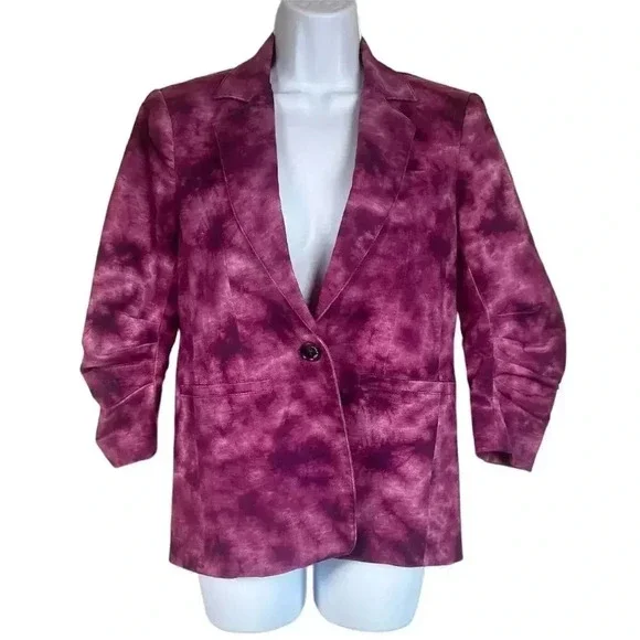 CINQ A SEPT Khloe Blazer 3/4 Sleeve Tie Dye Jacket Womens Size 0 - Picture 2 of 13